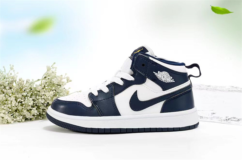 Youth Running Weapon Air Jordan 1 Navy/White Shoes 0135